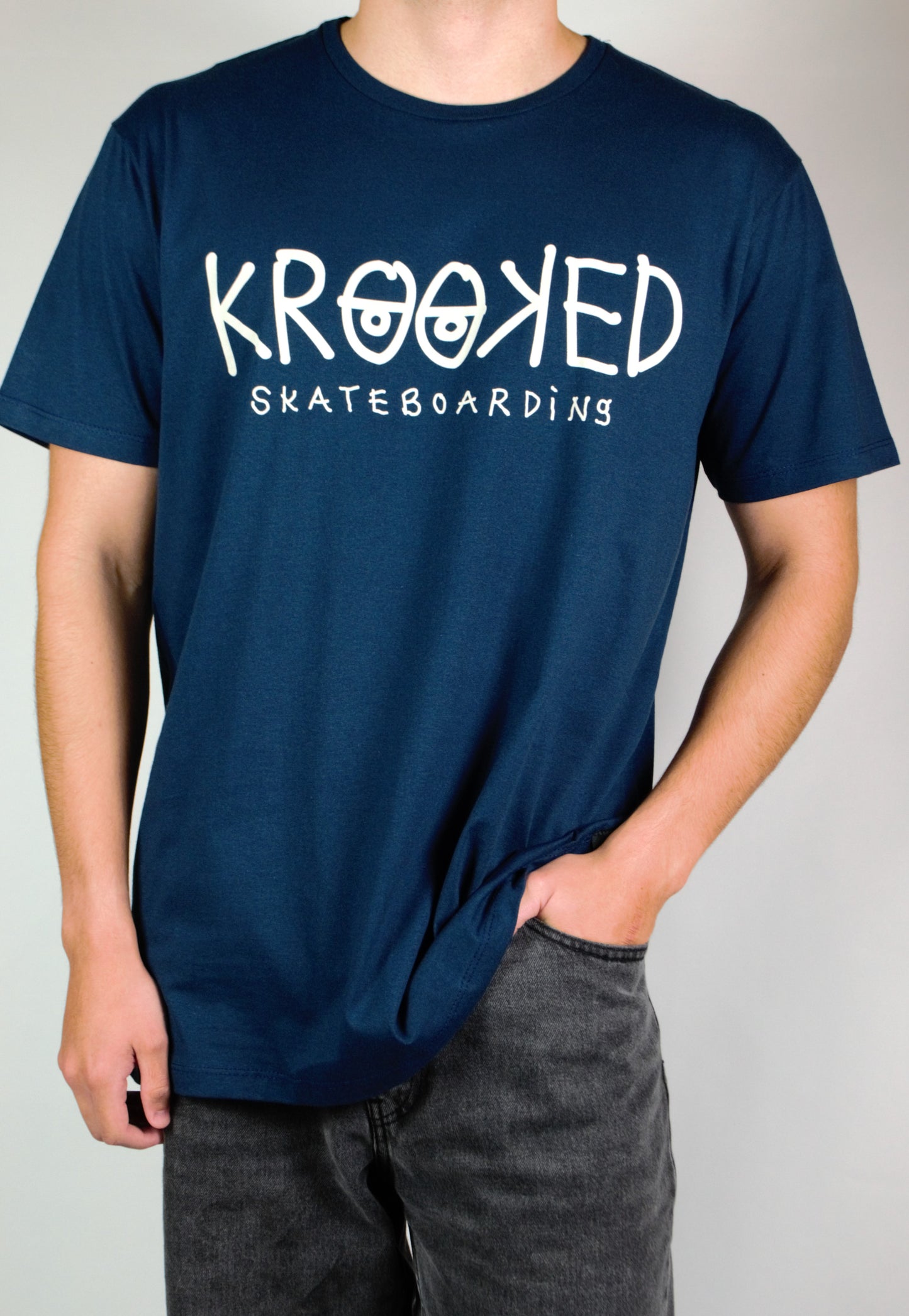 Krooked Text Tee Navy White