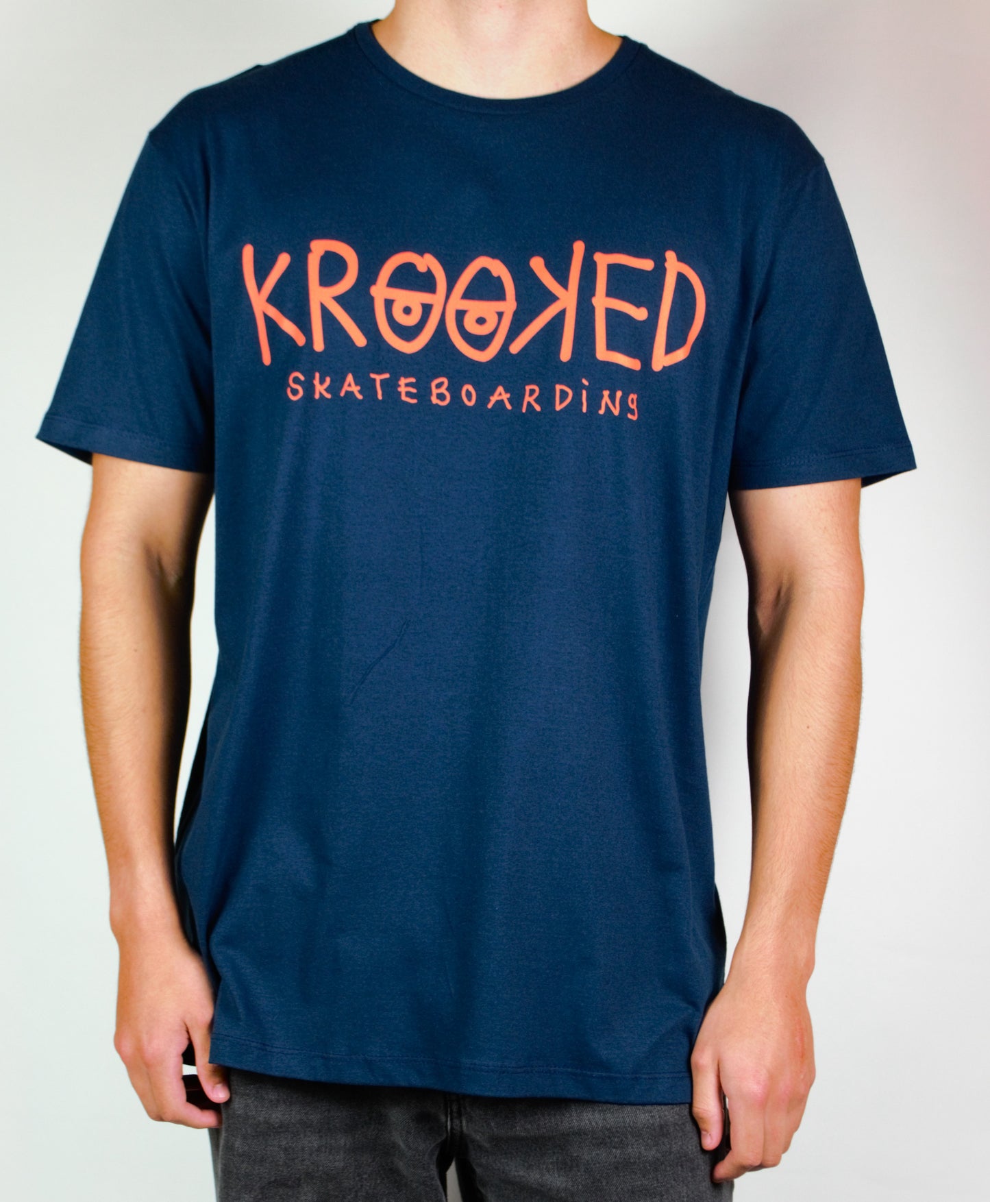 Krooked Text Tee Navy Orange