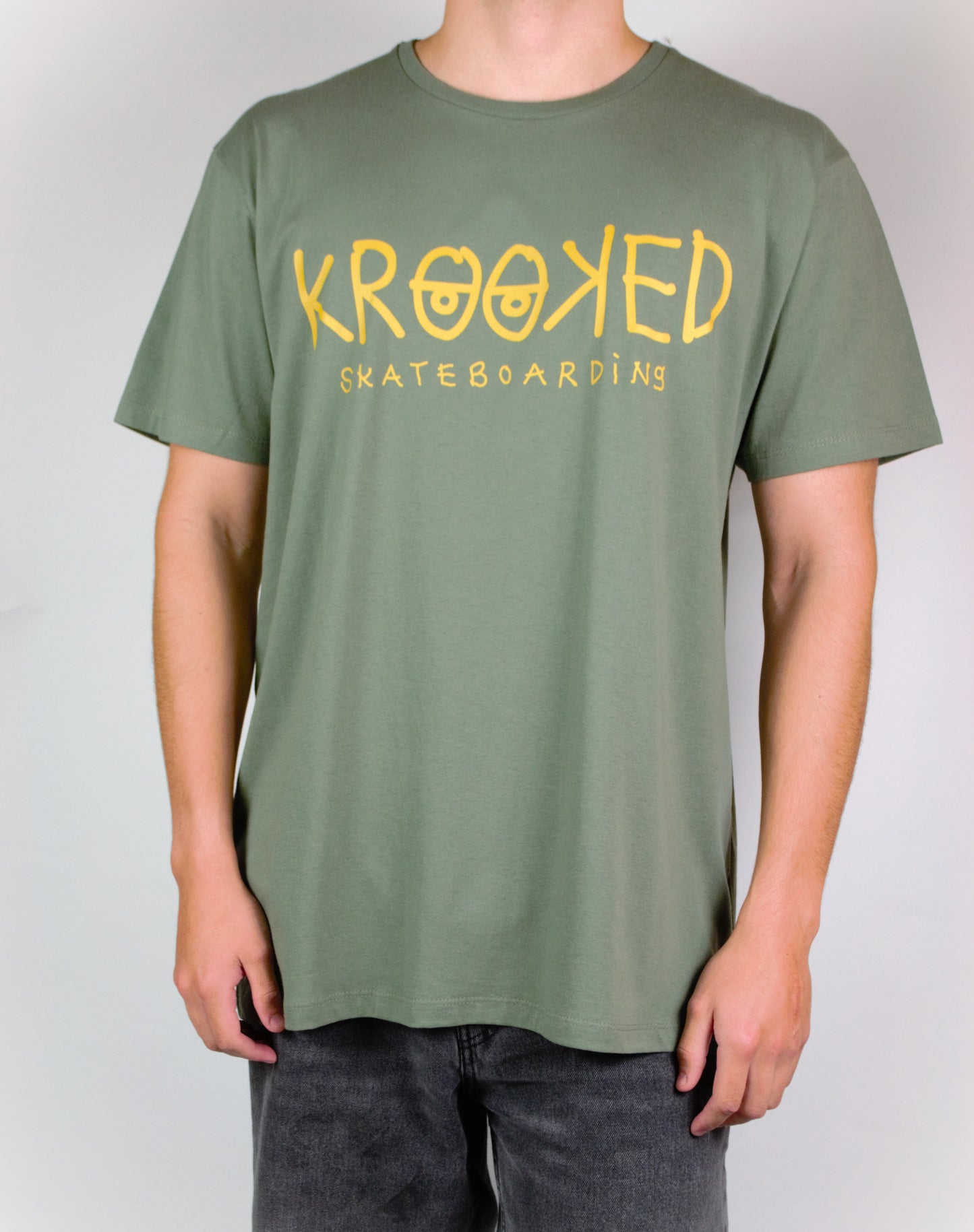 Krooked Text Tee Army Green